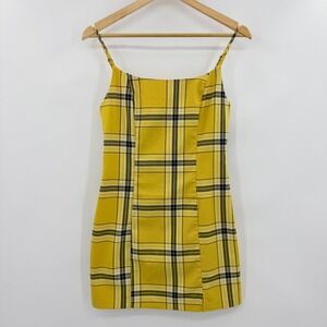 Forever 21 Yellow Plaid Mini Dress Womens Small Clueless Style‎ Tartan Bodycon